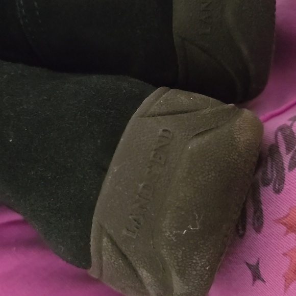 LANDS' END Black Suede Navy Upper All Weather Quilted Winter Boots 7D - Picture 5 of 5